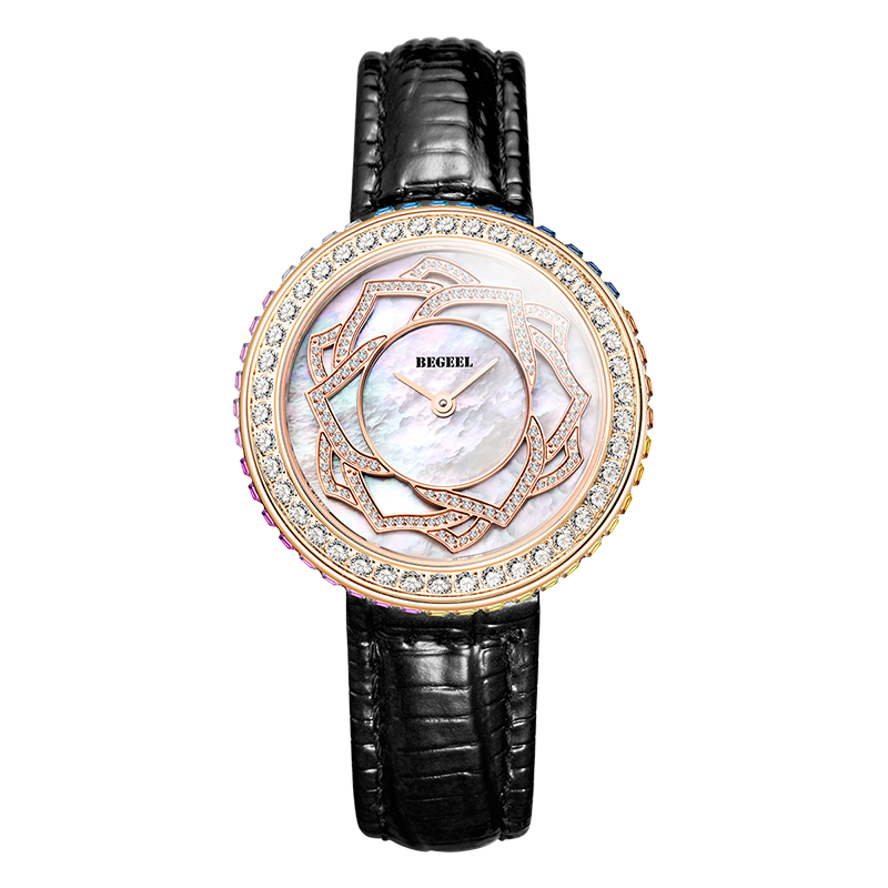 BEGEEL賓爵白玫瑰女士石英腕表